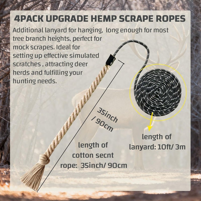 Niantime Deer Hunting Mock Scrape System Cotton Rope, 35 Inch Length with 10ft Adjustable Rope for Deer, Rigid Hunting Accessories for Hunter Gifts - Image 2